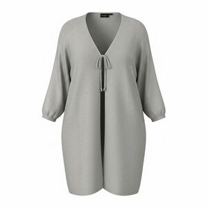 George Cardigan Sweater Silver Sparkle 3X Metallic 26W-28W Open Tie